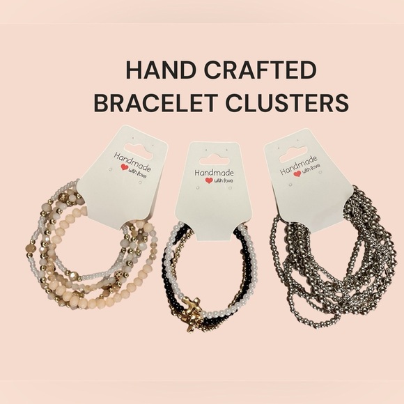 3 PACK OF HAND CRAFTED STRETCH BRACELET CLUSTERS GREAT GIFT - Picture 1 of 1